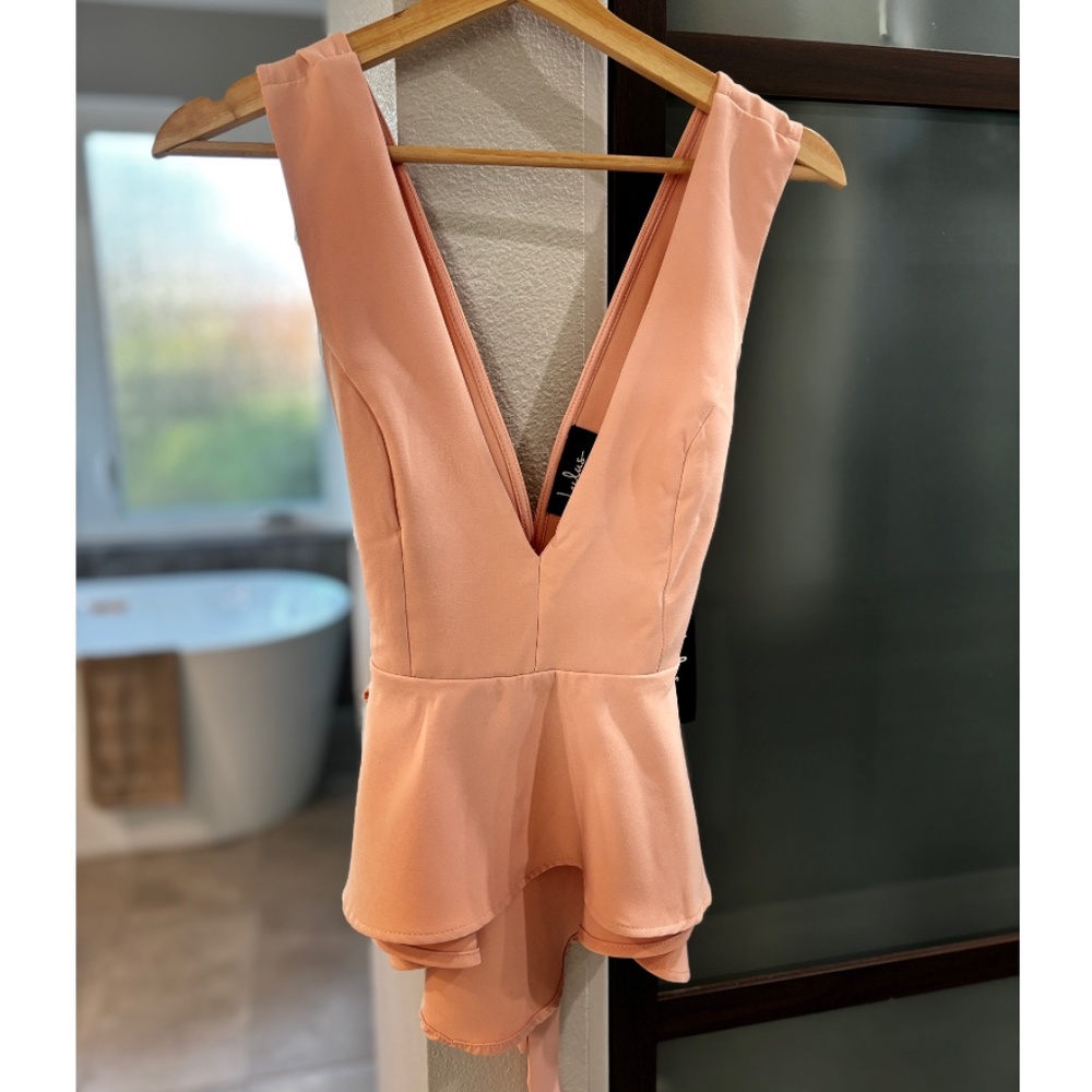 Lulus "Simply Joyous" Peplum Top - Peach Size S - Picture 2 of 9